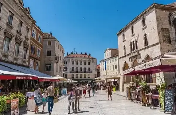 The Old Town in Split, Croatia, depicting a street and architecture.
